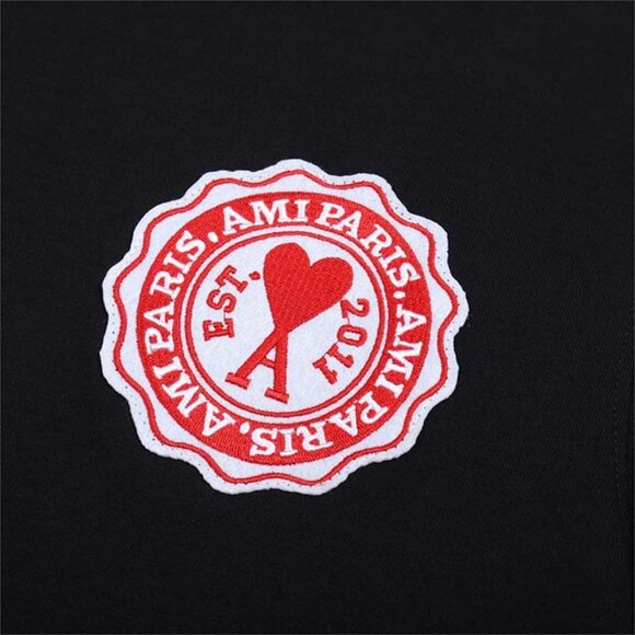 Ami Alexandre Mattiussi France Patch Logo Black Tee Shirt - Picture 3 of 10
